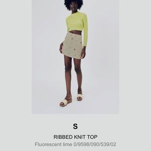 YELLOW ZARA RIBBED CROP TOP